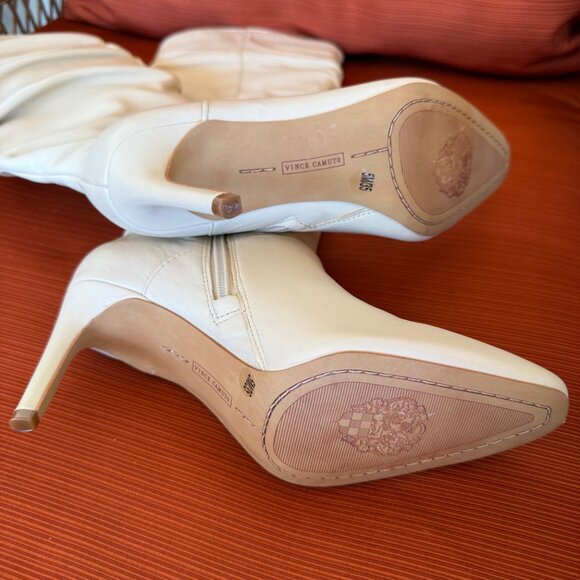 NWOT Vince Camuto Cream Leather Armonda Knee High Boots Size 5M/35 - Picture 6 of 15